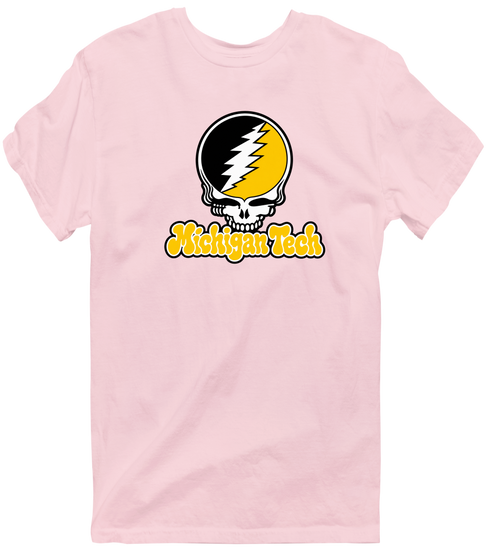Michigan Tech Stealie Premium Unisex T-Shirt — Design: Michigan Tech — Light Pink