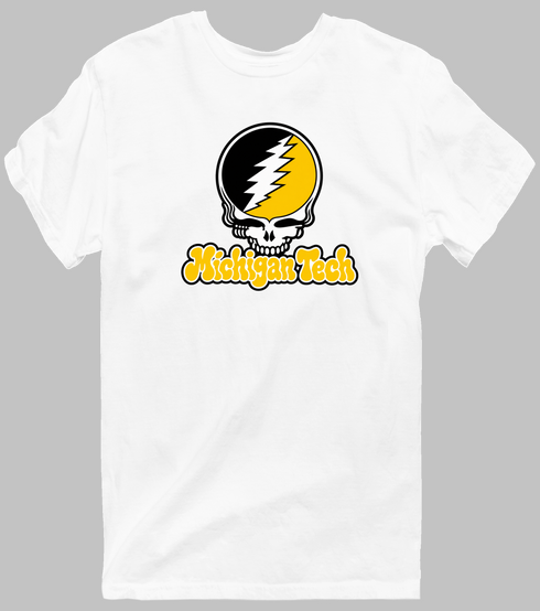 Michigan Tech Stealie Premium Unisex T-Shirt — Design: Michigan Tech — White