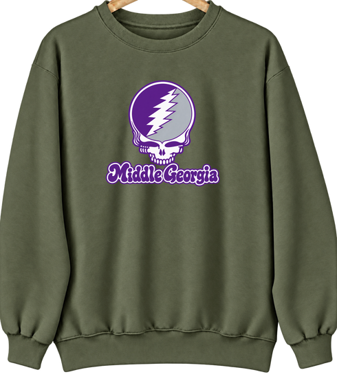 Middle Georgia Stealie Premium Unisex Crewneck — Design: Middle Georgia State University — Military Green