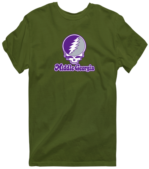 Middle Georgia Stealie Premium Unisex T-Shirt — Design: Middle Georgia State University — Military Green