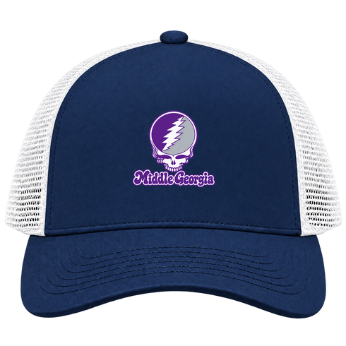 Middle Georgia Stealie Premium Unisex Trucker Cap — Design: Middle Georgia State University — Navy/White