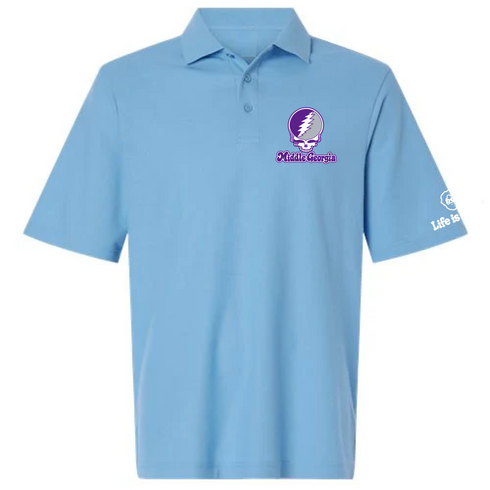 Middle Georgia Stealie Premium Unisex Polo — Design: Middle Georgia State University — Blue