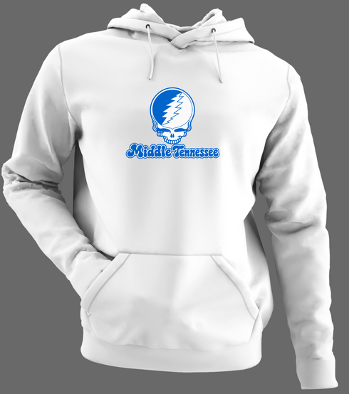 Middle Tennessee Stealie Premium Unisex Hoodie — Design: Middle Tennessee State University — White/Grey