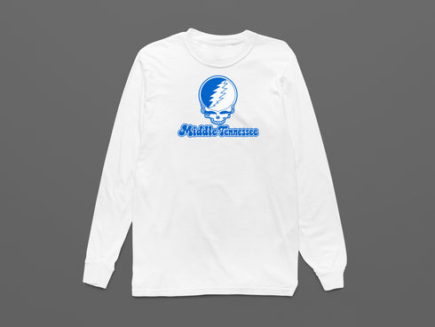 Middle Tennessee Stealie Premium Unisex Long-Sleeve — Design: Middle Tennessee State University — White