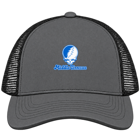 Middle Tennessee Stealie Premium Unisex Trucker Cap — Design: Middle Tennessee State University — Charcoal/Black