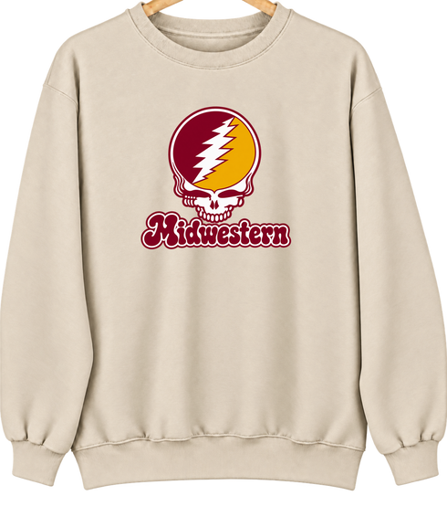 Midwestern Stealie Premium Unisex Crewneck — Design: Midwestern State University — Sand