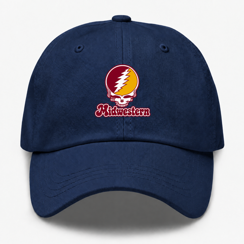 Midwestern Stealie Premium Unisex Dad Hat — Design: Midwestern State University — Navy