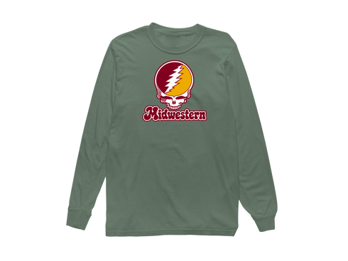Midwestern Stealie Premium Unisex Long-Sleeve — Design: Midwestern State University — Light Green