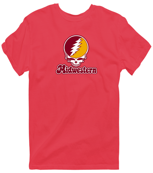 Midwestern Stealie Premium Unisex T-Shirt — Design: Midwestern State University — Heather Red
