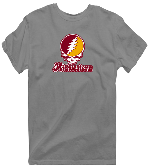 Midwestern Stealie Premium Unisex T-Shirt — Design: Midwestern State University — Dark Heather