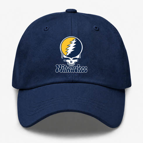 Milwaukee Baseball Stealie Grateful Dead Dad Hat — Milwaukee Brewers — Navy