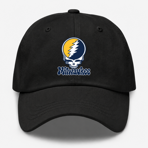 Milwaukee Baseball Stealie Grateful Dead Dad Hat — Milwaukee Brewers — Black
