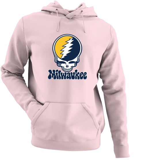 Milwaukee Baseball Stealie Grateful Dead Hoodie — Milwaukee Brewers — Light Pink