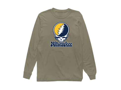 Milwaukee Baseball Stealie Grateful Dead Long-Sleeve — Milwaukee Brewers — Sandstone