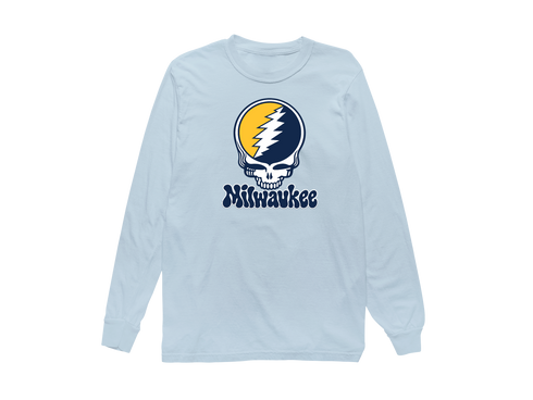 Milwaukee Baseball Stealie Grateful Dead Long-Sleeve — Milwaukee Brewers — Chambray