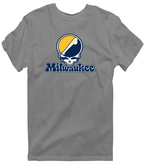 Milwaukee Baseball Stealie Grateful Dead T-Shirt — Milwaukee Brewers — Dark Heather