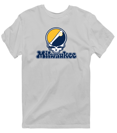 Milwaukee Baseball Stealie Grateful Dead T-Shirt — Milwaukee Brewers — Sport Grey