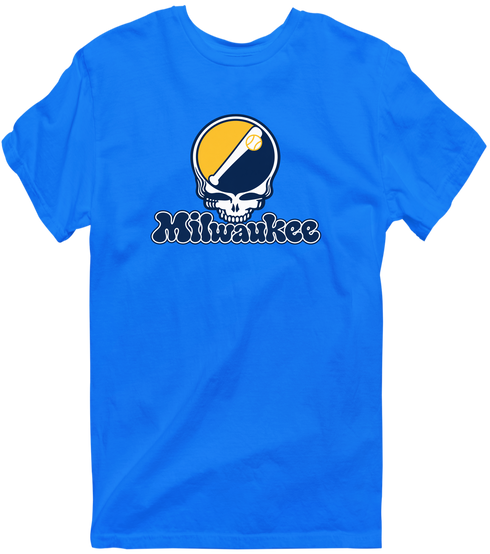 Milwaukee Baseball Stealie Grateful Dead T-Shirt — Milwaukee Brewers — Royal