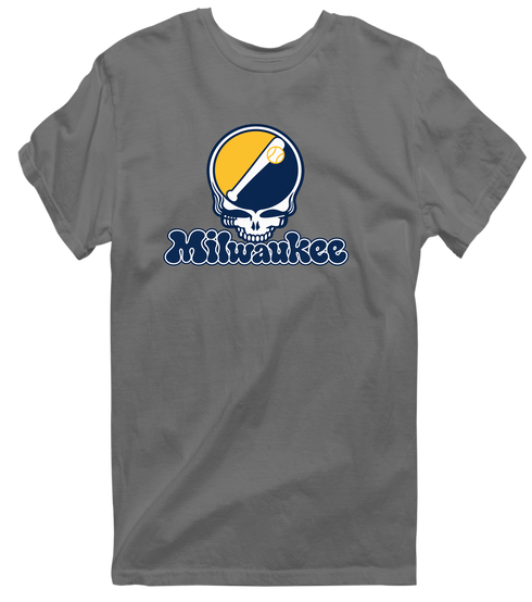 Milwaukee Baseball Stealie Grateful Dead T-Shirt — Milwaukee Brewers — Charcoal