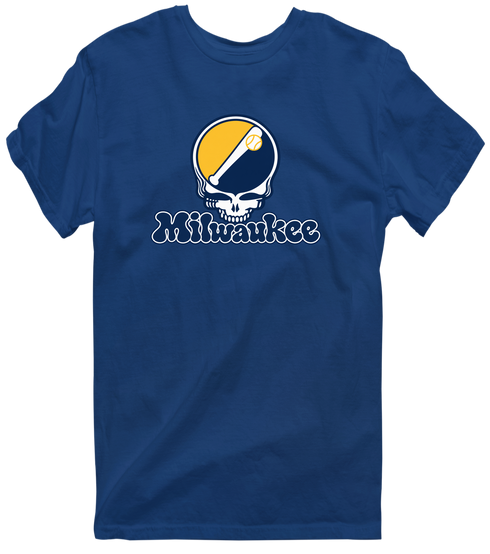Milwaukee Baseball Stealie Grateful Dead T-Shirt — Milwaukee Brewers — Navy