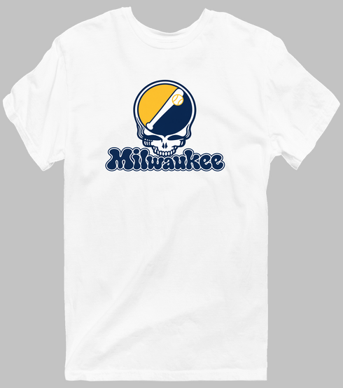 Milwaukee Baseball Stealie Grateful Dead T-Shirt — Milwaukee Brewers — White