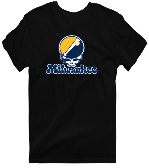 Milwaukee Baseball Stealie Grateful Dead T-Shirt — Milwaukee Brewers — Black