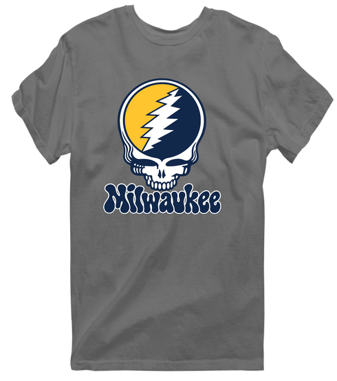 Milwaukee Baseball Stealie Grateful Dead T-Shirt — Milwaukee Brewers — Charcoal