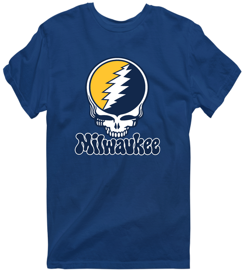 Milwaukee Baseball Stealie Grateful Dead T-Shirt — Milwaukee Brewers — Navy