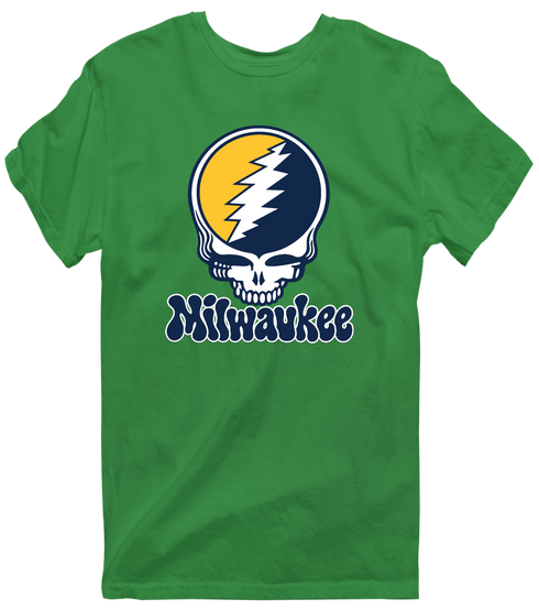 Milwaukee Baseball Stealie Grateful Dead T-Shirt — Milwaukee Brewers — Irish Green