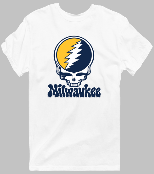 Milwaukee Baseball Stealie Grateful Dead T-Shirt — Milwaukee Brewers — White