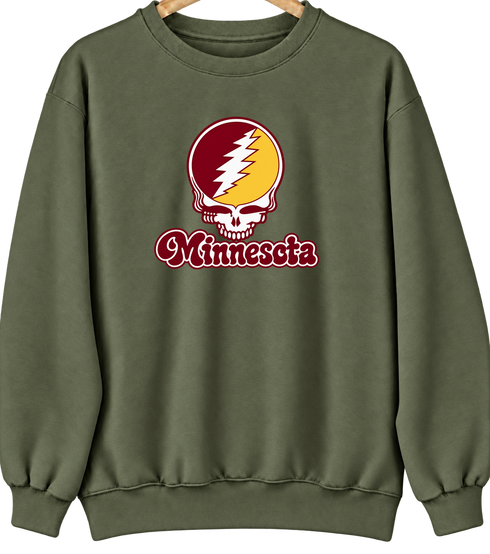 Minnesota Stealie Premium Unisex Crewneck — Design: Minnesota Duluth University of — Military Green