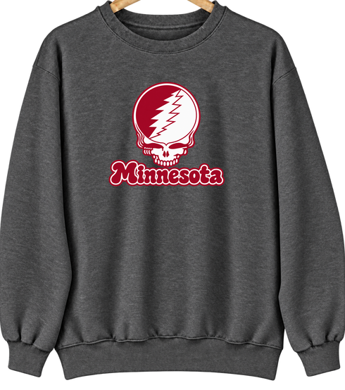 Minnesota Stealie Premium Unisex Crewneck — Design: Minnesota State University Moorhead — Dark Heather