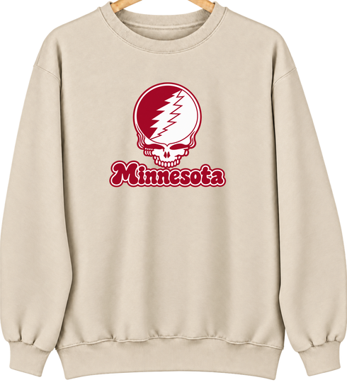 Minnesota Stealie Premium Unisex Crewneck — Design: Minnesota State University Moorhead — Sand
