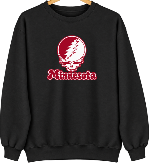 Minnesota Stealie Premium Unisex Crewneck — Design: Minnesota State University Moorhead — Black