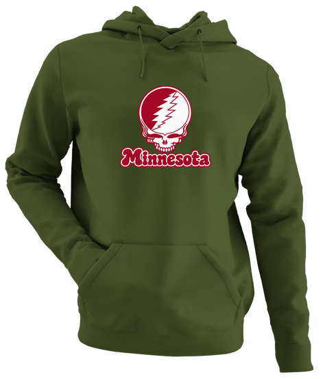 Minnesota Stealie Premium Unisex Hoodie — Design: Minnesota State University Moorhead — Military Green