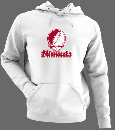 Minnesota Stealie Premium Unisex Hoodie — Design: Minnesota State University Moorhead — White/Grey