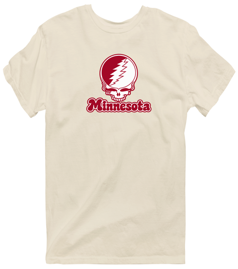Minnesota Stealie Premium Unisex T-Shirt — Design: Minnesota State University Moorhead — Sand
