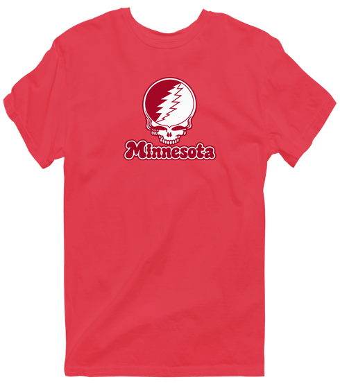 Minnesota Stealie Premium Unisex T-Shirt — Design: Minnesota State University Moorhead — Heather Red