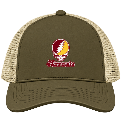 Minnesota Stealie Premium Unisex Trucker Cap — Design: Minnesota University of — Moss/Khaki