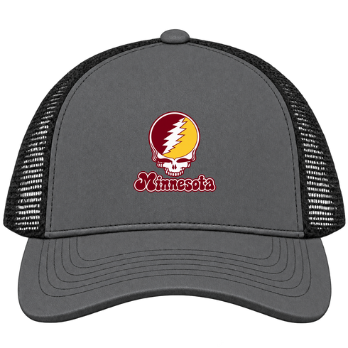 Minnesota Stealie Premium Unisex Trucker Cap — Design: Minnesota University of — Charcoal/Black