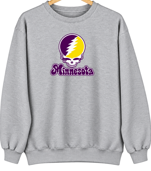Minnesota Stealie Premium Unisex Crewneck — Design: Minnesota State University Mankato — Sport Grey