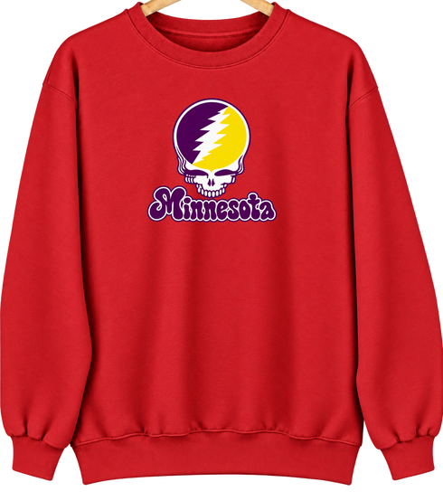 Minnesota Stealie Premium Unisex Crewneck — Design: Minnesota State University Mankato — Red
