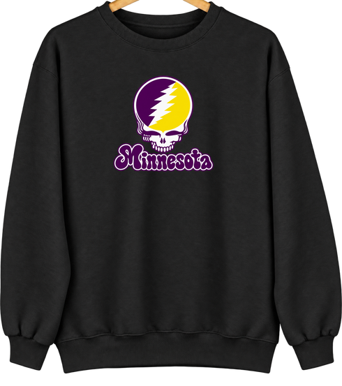 Minnesota Stealie Premium Unisex Crewneck — Design: Minnesota State University Mankato — Black