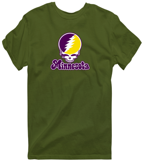 Minnesota Stealie Premium Unisex T-Shirt — Design: Minnesota State University Mankato — Military Green