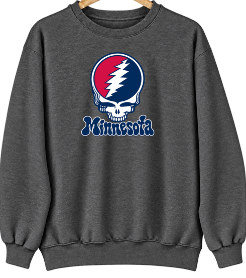 Minnesota Baseball Stealie Grateful Dead Crewneck — Minnesota Twins — Dark Heather