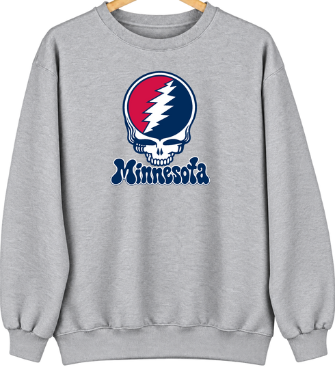 Minnesota Baseball Stealie Grateful Dead Crewneck — Minnesota Twins — Sport Grey