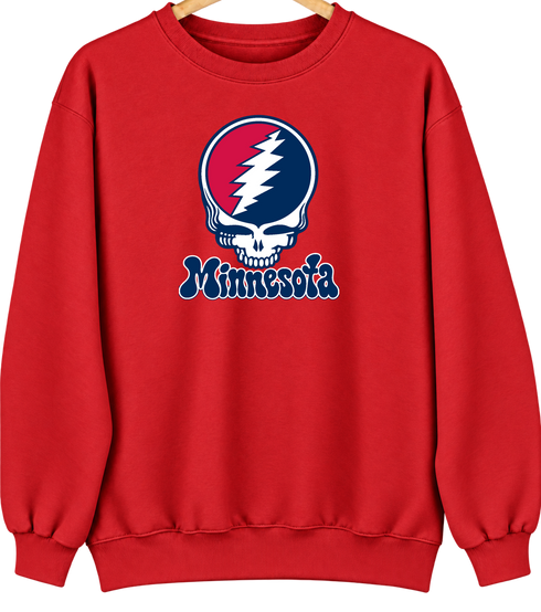 Minnesota Baseball Stealie Grateful Dead Crewneck — Minnesota Twins — Red