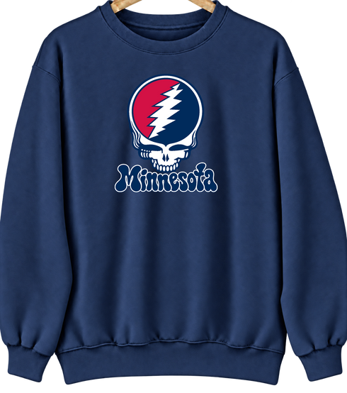 Minnesota Baseball Stealie Grateful Dead Crewneck — Minnesota Twins — Navy