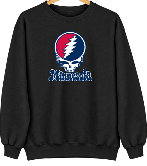 Minnesota Baseball Stealie Grateful Dead Crewneck — Minnesota Twins — Black
