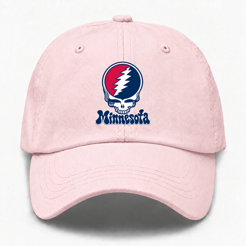 Minnesota Baseball Stealie Grateful Dead Dad Hat — Minnesota Twins — Pink